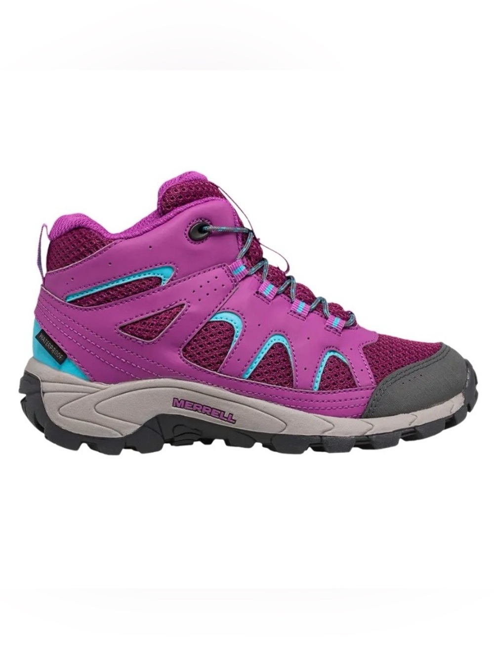 Merrell Oakcreek Mid Big Kid Size 2 'Paloma Berry' Waterproof Hiking Boots